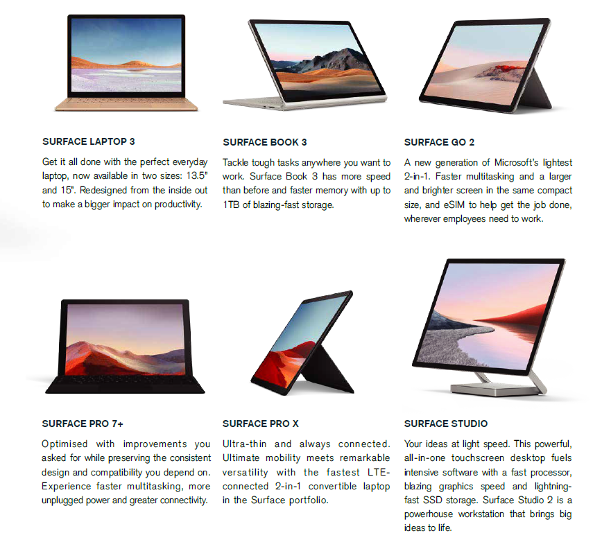 Surface Laptop models at Mawson Tech